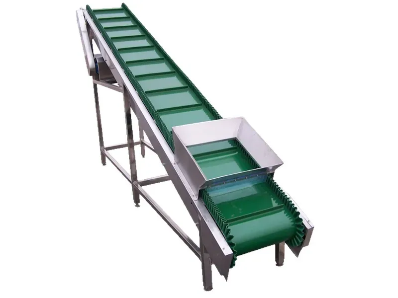 Industrial belt conveyor side view