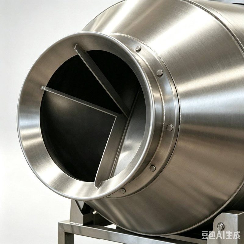 Drum mixer inlet with internal baffles Detail 1
