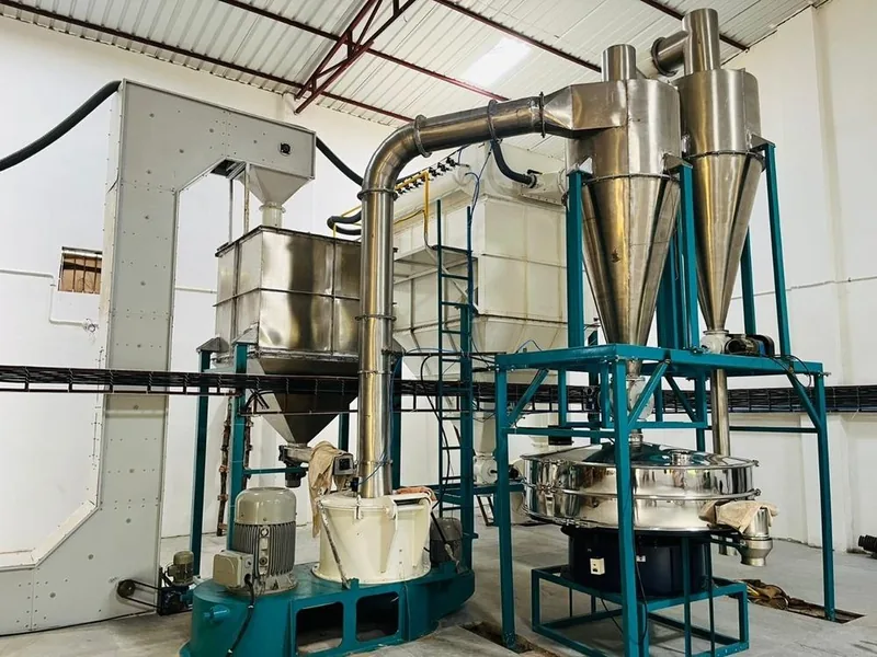 Industrial powder grinding process flow